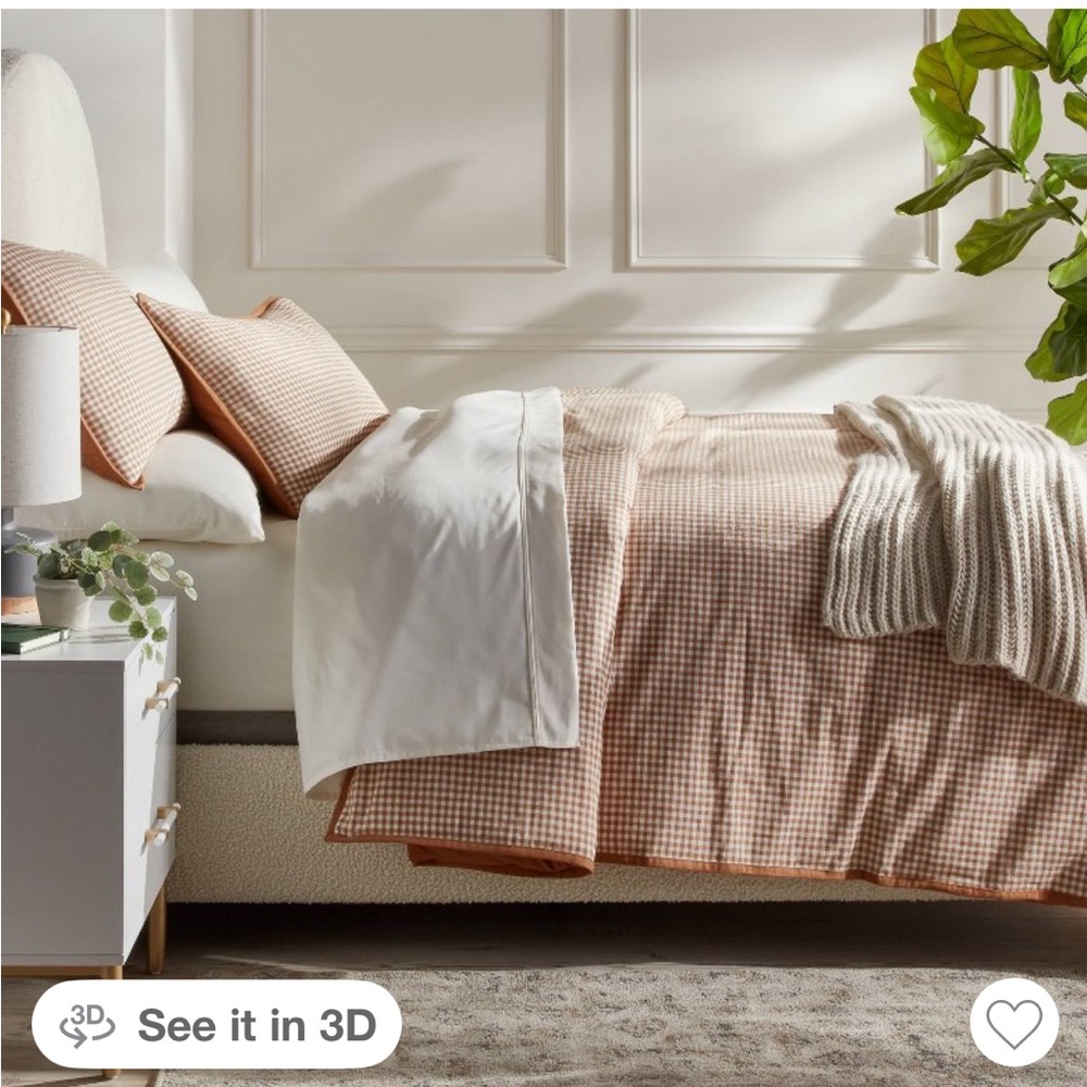 Threshold King Gingham Duvet Cover & Sham Set in Camel